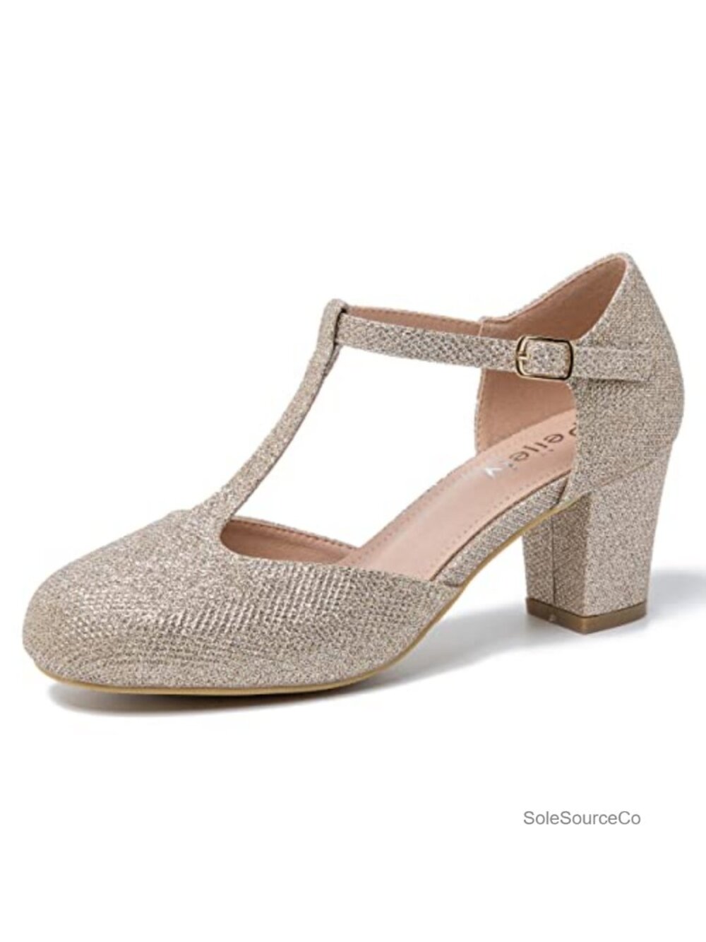 Women's T-Strap Mary Jane Pumps Block Heel Closed Toe Dress Shoes